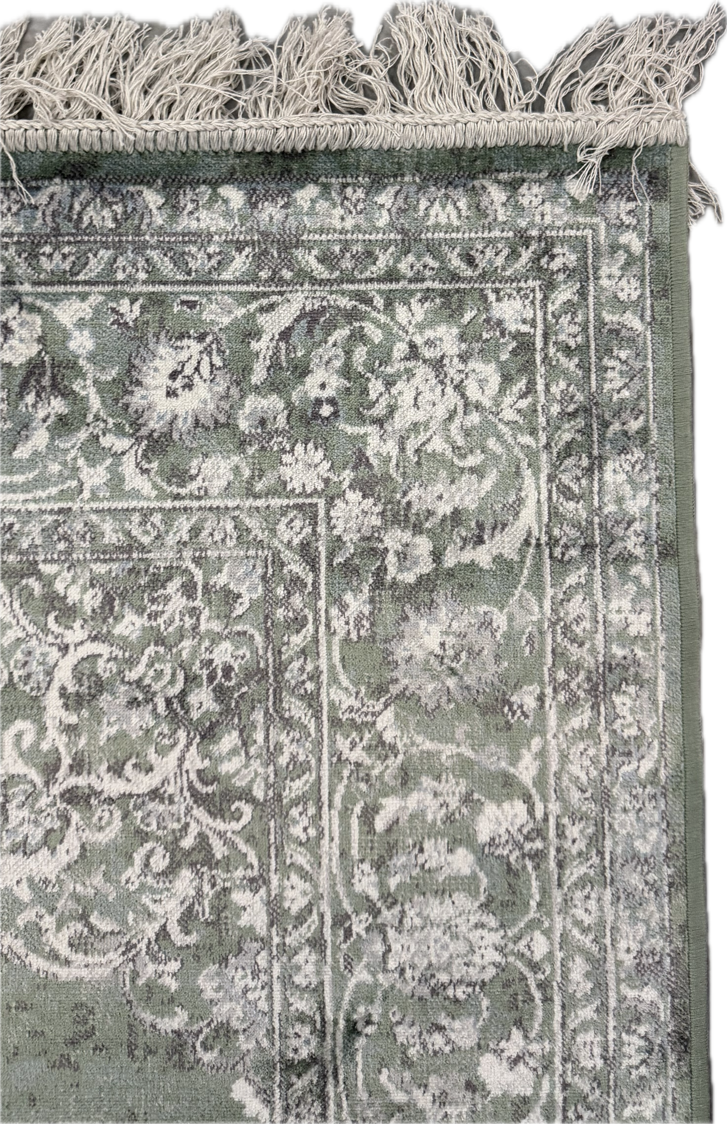 TAPIS VINTAGES VERT FLORAL - Sans Franges