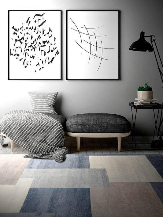 TAPIS CARO - Motif Abstrait Poils Ras - 140/200cm