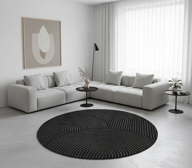 TAPIS OVA - Motif Abstrait Poils Ras - 160cm