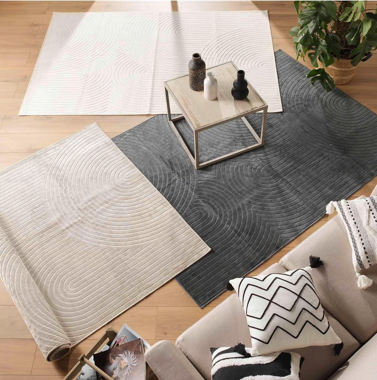 Tapis tendance en viscose gris anthracite 240/330