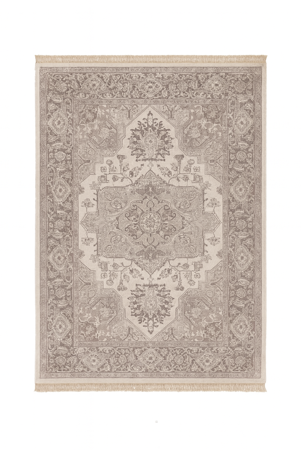 TAPIS VINTAGE MARON FLORAL - Avec Franges
