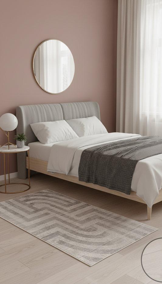 TAPIS STAR - Descente de Lit - Motif Abstrait Poils Ras