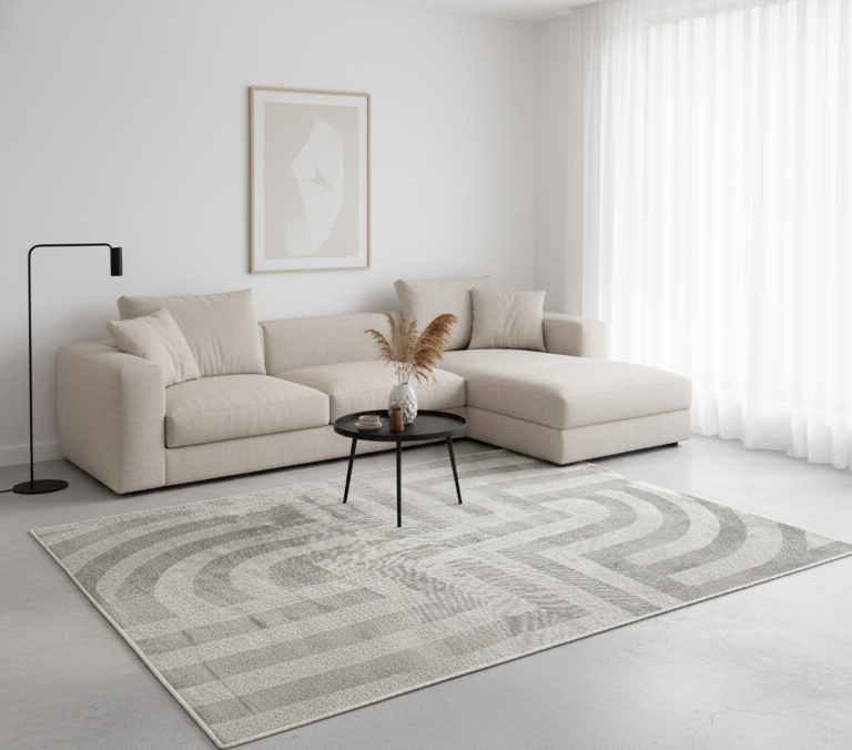 TAPIS STAR - Descente de Lit - Motif Abstrait Poils Ras